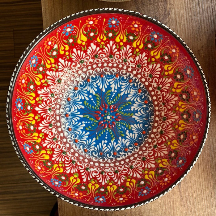 Handmade Ceramic Bowl Mexican Red 21cm - Kozeenest