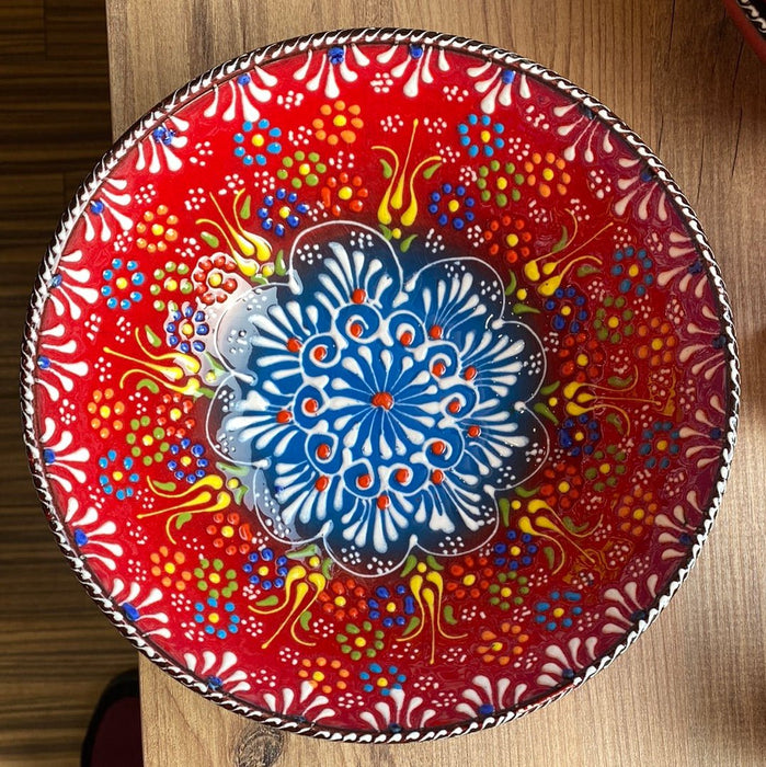 Handmade Ceramic Bowl Mexican Red 21cm - Kozeenest