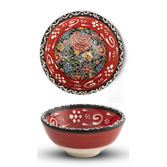 Handmade Ceramic Bowl Mexican Red 8cm - Kozeenest
