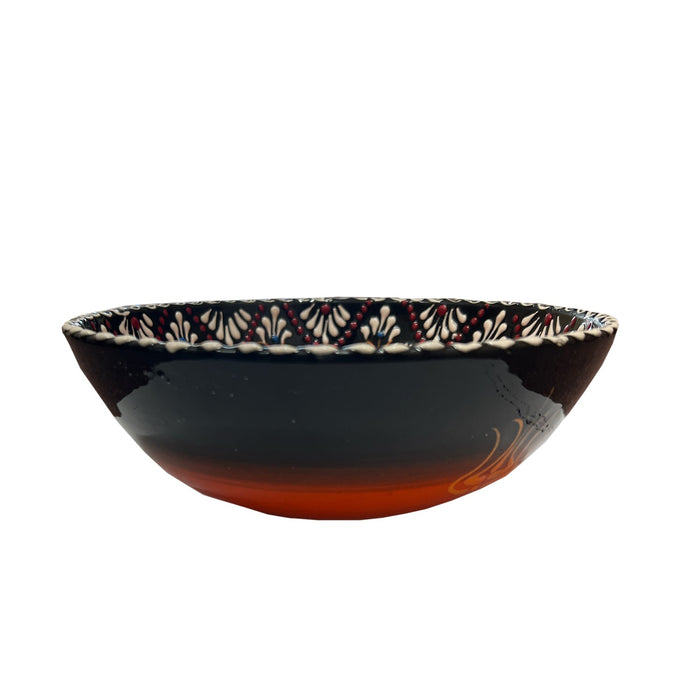 Handmade Ceramic Bowl Tulip Orange to Black 21cm - Kozeenest