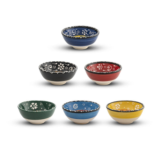 Handmade Ceramic Bowls Set of 6 Mexican 8cm - Kozeenest
