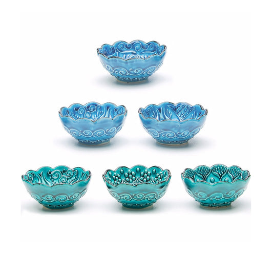 Handmade Ceramic Bowls Set of 6 Ocean 8cm - Kozeenest