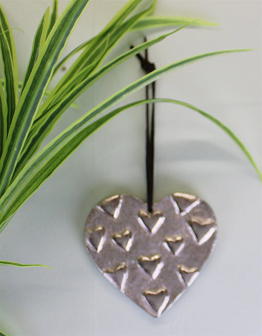 Hanging Silver Metal Heart Ornament, 10cm - Kozeenest