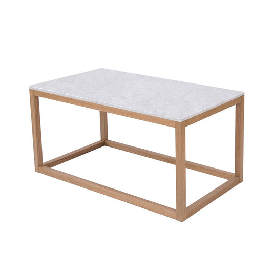 Harlow Coffee Table Oak-White Marble Top-0