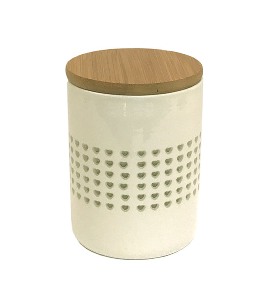 Heart Cut Out Storage Canister With Wood Lid - Kozeenest