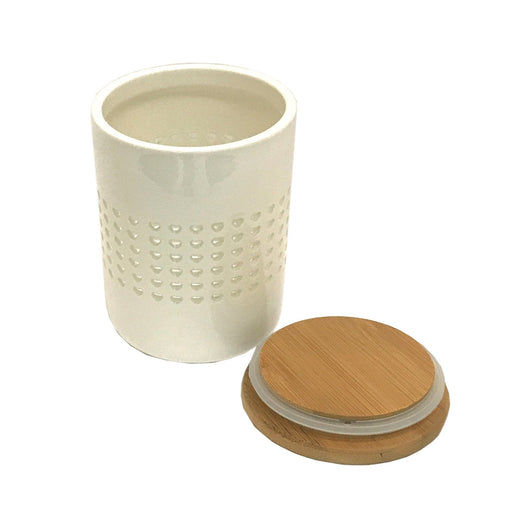 Heart Cut Out Storage Canister With Wood Lid - Kozeenest