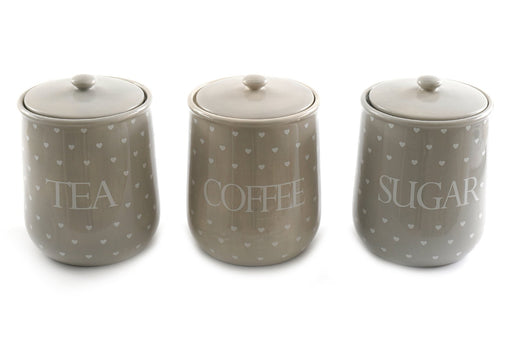 Heart Design Tea, Coffee and Sugar Canisters - Kozeenest