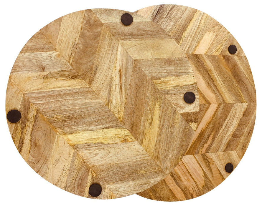 Herringbone Wood Trays Set of 2 - Kozeenest