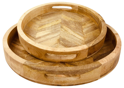 Herringbone Wood Trays Set of 2 - Kozeenest