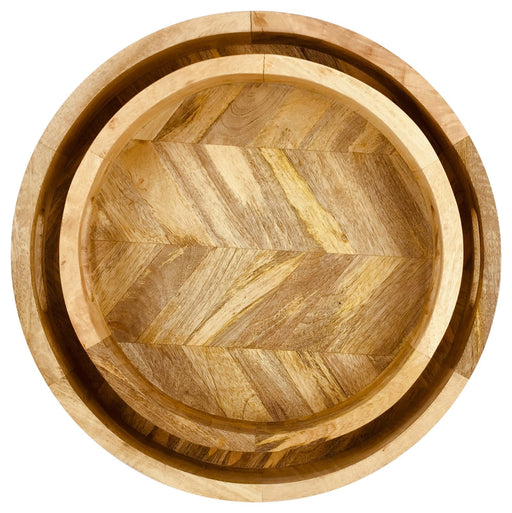 Herringbone Wood Trays Set of 2 - Kozeenest