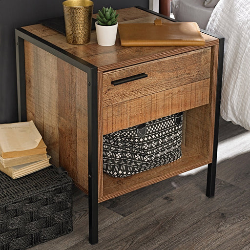 Hoxton Bedside Cabinet Distressed Oak Effect-0