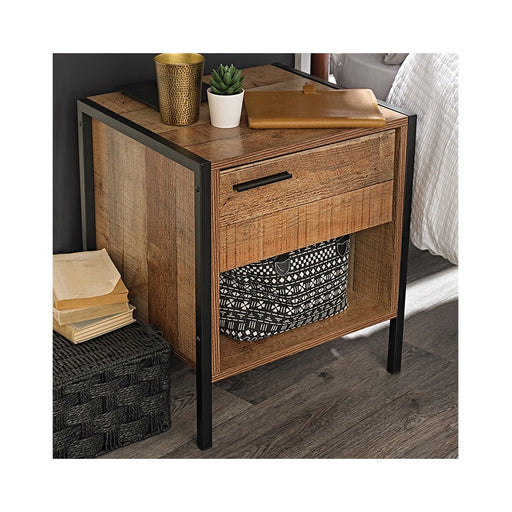 Hoxton Bedside Cabinet Distressed Oak Effect-1