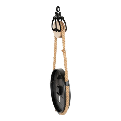 Industrial Hanging Rope Round Black Metal Clock - Kozeenest