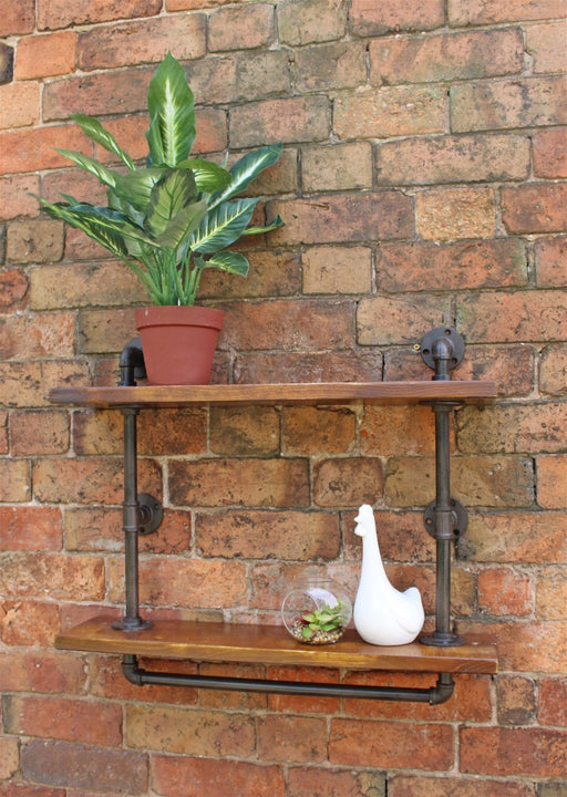 Industrial Pipe Wall Shelf with 2 Shelves - Kozeenest