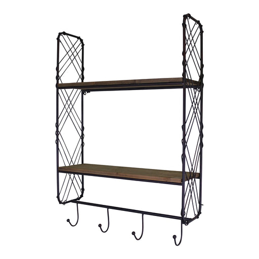 Industrial Style Wall Shelving Unit With Coat Hooks - Kozeenest