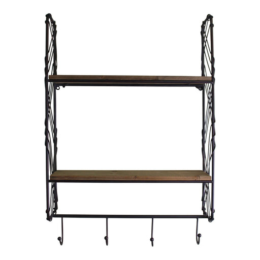 Industrial Style Wall Shelving Unit With Coat Hooks - Kozeenest