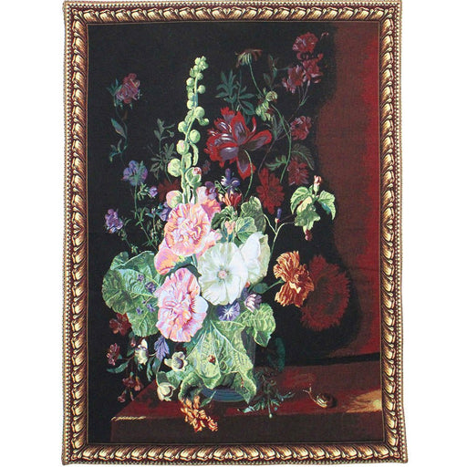 J Huysum Hollyhocks in a Vase - Wall Hanging 100cm x 138cm (70 rod) - Kozeenest