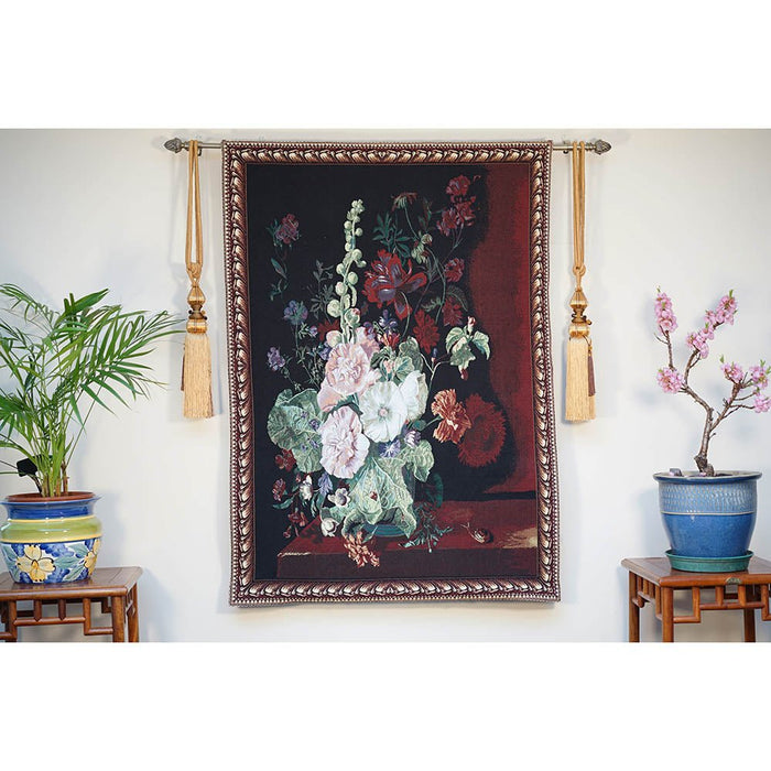 J Huysum Hollyhocks in a Vase - Wall Hanging 100cm x 138cm (70 rod) - Kozeenest