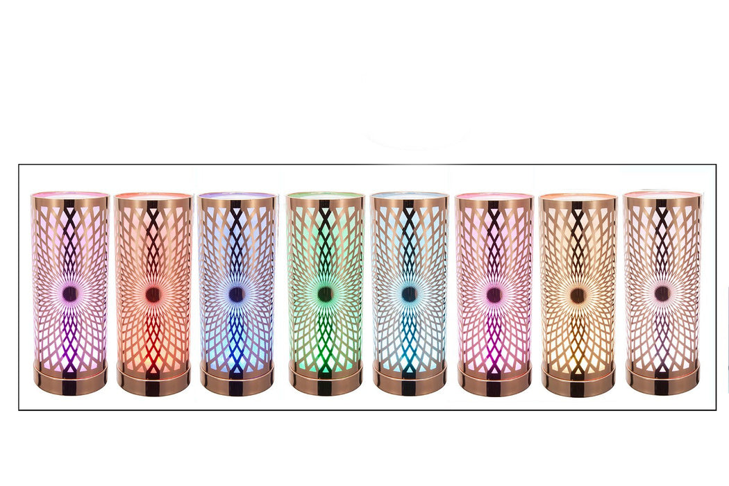 Kaleidoscope Design Colour Changing LED Lamp & Aroma Diffuser in Rose Gold - Kozeenest