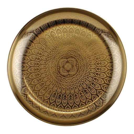 Kasbah Design Decorative Gold Metal Tray - Kozeenest