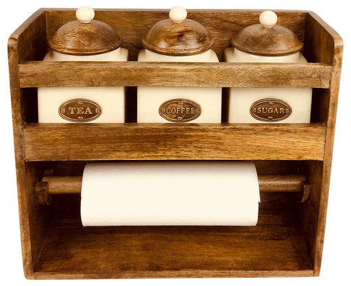 Kitchen Roll Holder With 3 Jars - Kozeenest