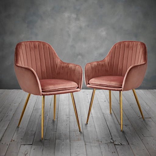 Lara Dining Chair Vintage Pink With Gold Legs (Pack of 2)-1