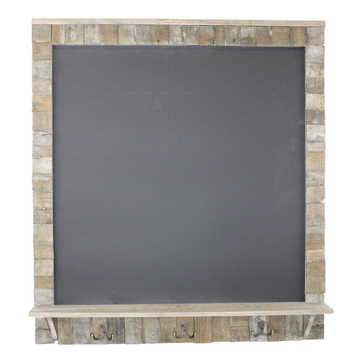 Large Blackboard with Driftwod Effect Surround, Shelf and 3 Double Hooks - Kozeenest