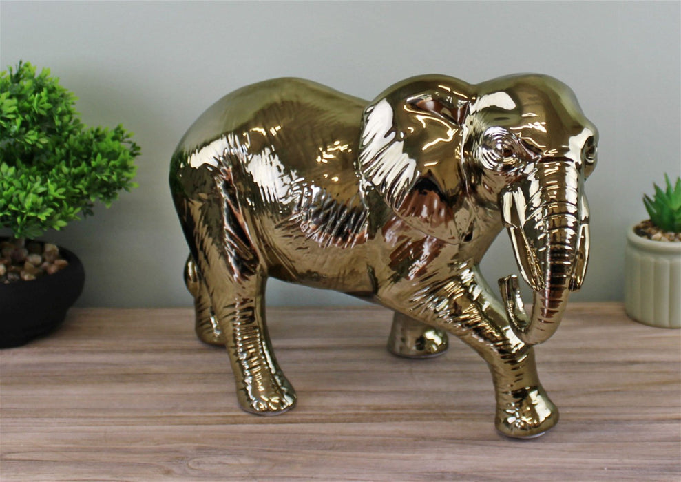 Large Golden Elephant Ornament 34cm - Kozeenest