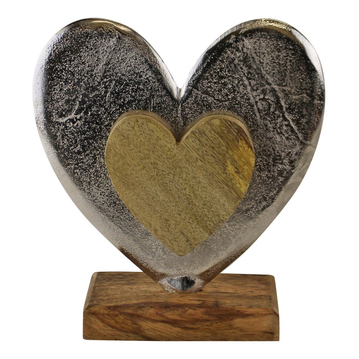 Large Metal and Wood Standing Heart Decoration - Kozeenest