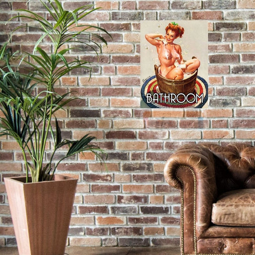 Large Metal Sign 60 x 49.5cm Vintage Retro Bathroom - Kozeenest