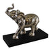 Large Ornamental Silver Metal Elephant On Plinth - Kozeenest