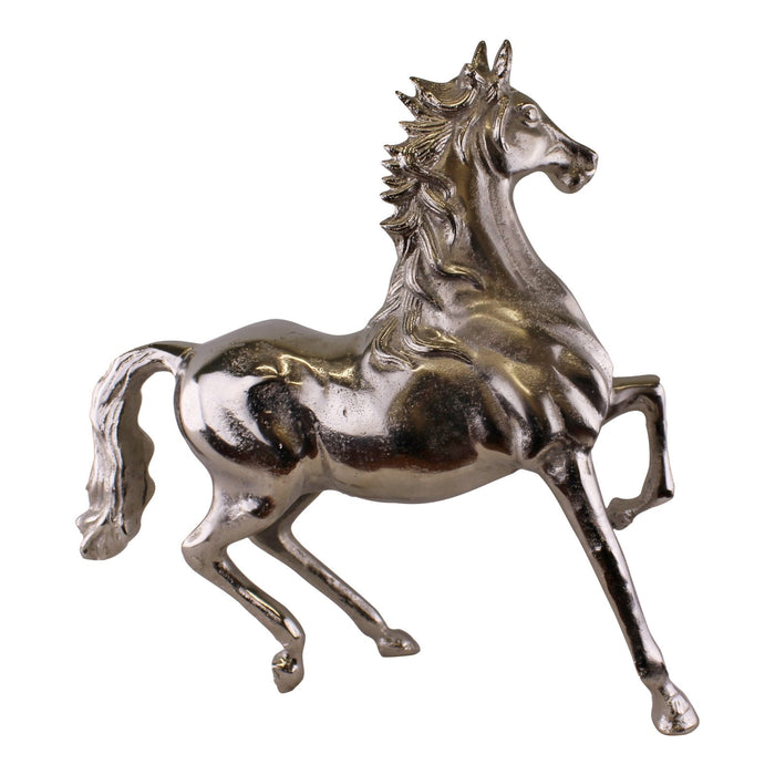 Large Silver Metal Horse Ornament, 39cm Tall - Kozeenest