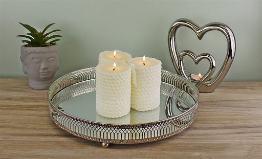 Large Silver Mirror Candle Plate - Kozeenest