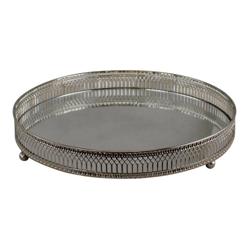 Large Silver Mirror Candle Plate - Kozeenest