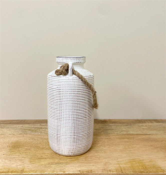 Large Stone Vase with Rope Handle - Kozeenest