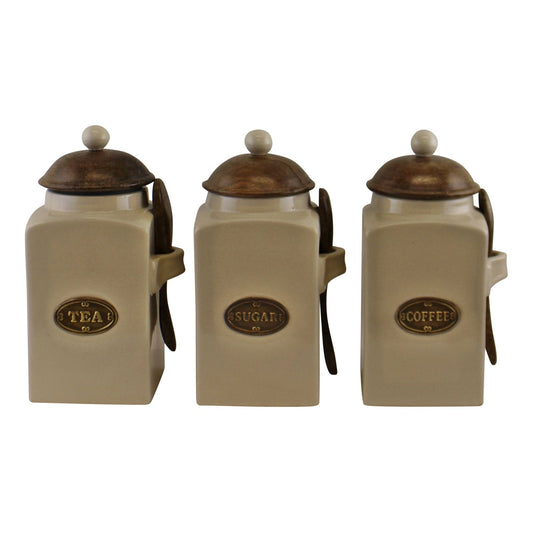Large Tea, Coffee & Sugar Canisters With Spoons - Kozeenest