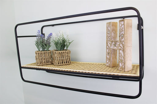 Large Wall Hanging Shelf Unit in Metal Weave Effect - Kozeenest