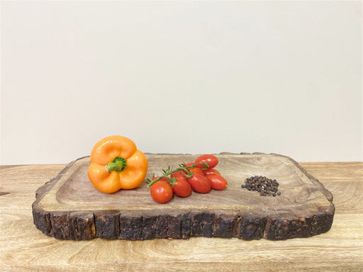 Large Wooden Platter Tray With Bark Edging - Kozeenest