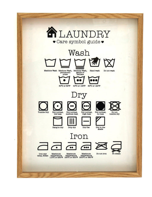 Laundry Care Symbol Guide in Frame - Kozeenest