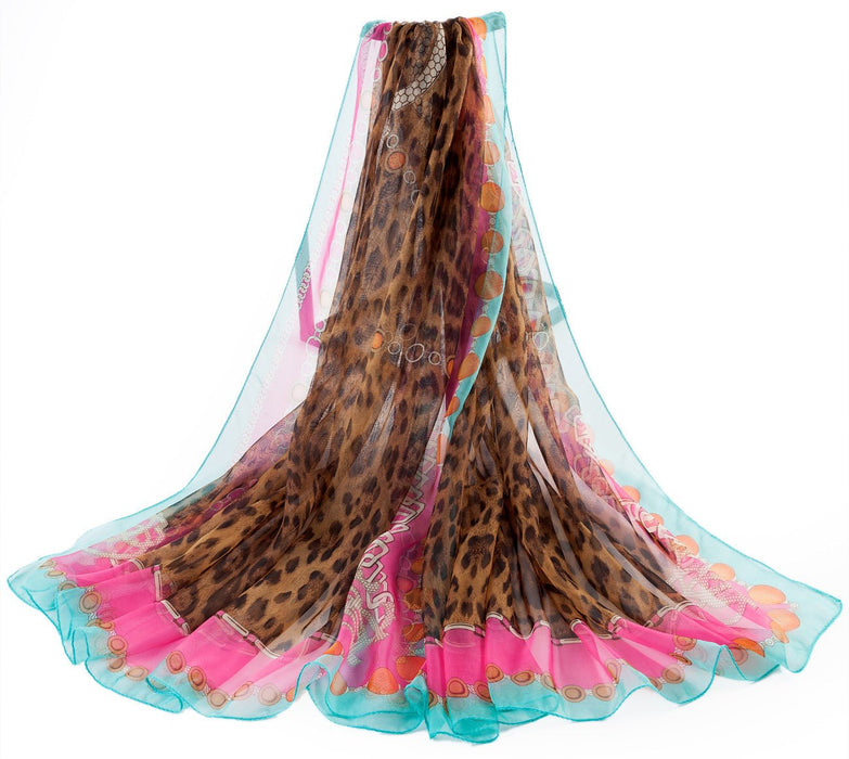 Leopard Pink & Blue - Big Chiffon - Kozeenest