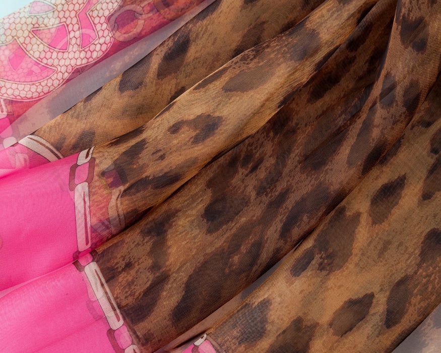 Leopard Pink & Blue - Big Chiffon - Kozeenest