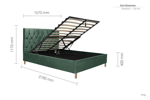 Loxley King Ottoman Bed Green-1