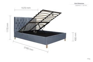 Loxley King Ottoman Bed Grey-1