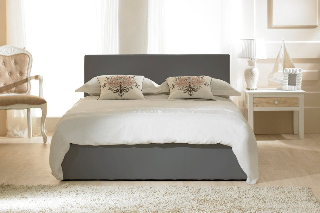 Madrid Faux Leather Ottoman Bed Grey - Double-2