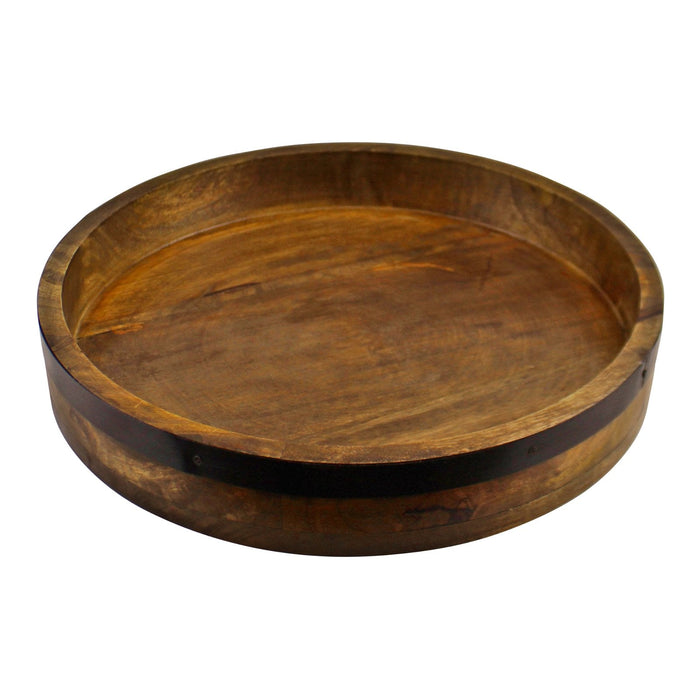 Mango Wood Circular Serving Tray, 38cm - Kozeenest