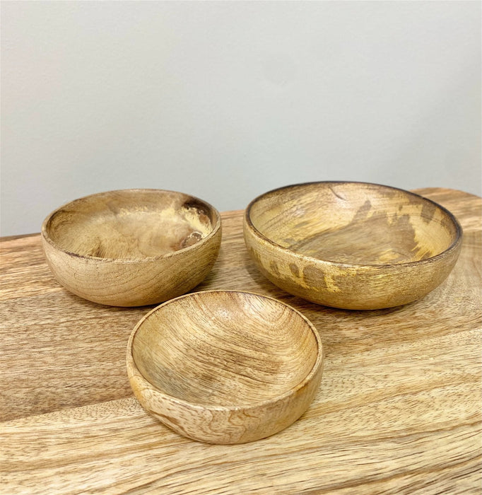 Mango Wood Round Bowls Three Piece - Kozeenest