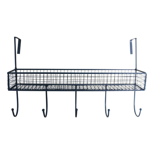 Mesh Over Door Shelf With 5 Hooks Blue - Kozeenest