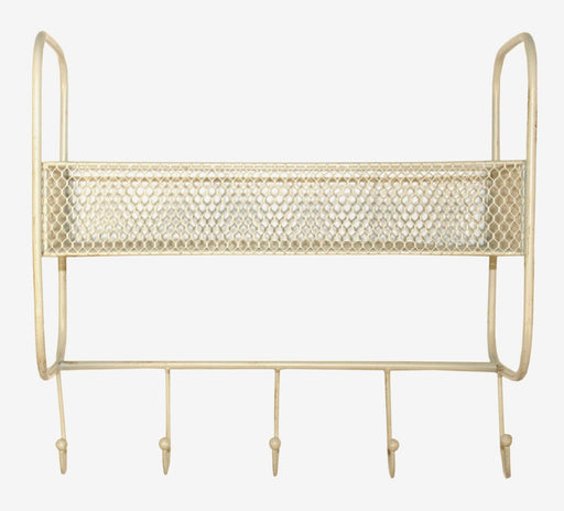 Mesh Wall Shelf With 5 Hooks Cream - Kozeenest