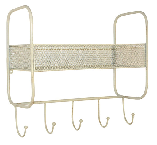 Mesh Wall Shelf With 5 Hooks Cream - Kozeenest