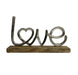 Metal Silver Love Ornament On A Wooden Base - Kozeenest